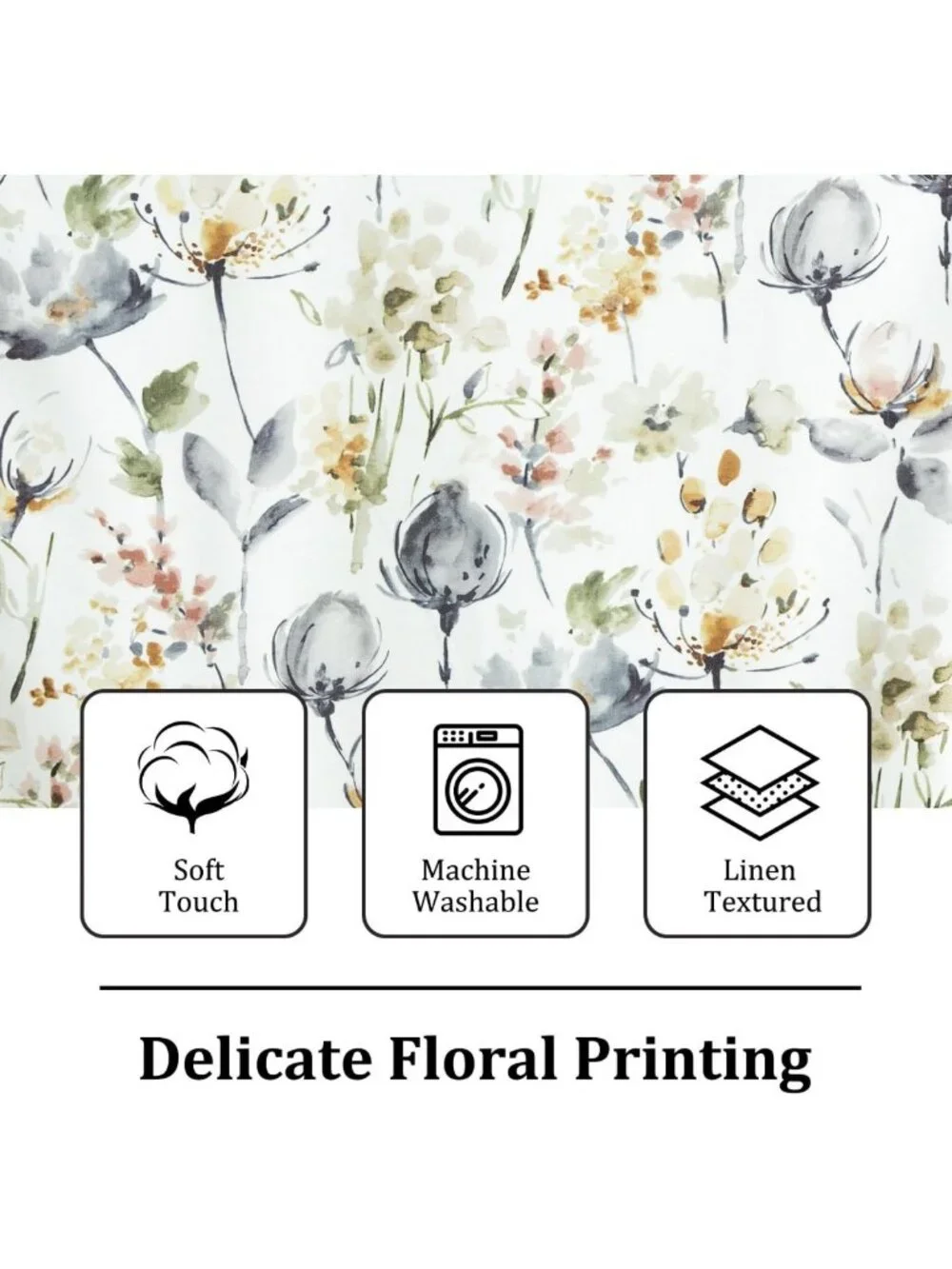 Watercolor Flower Print Kitchen Valance Curtain, 52x14 Window Treatment Panel